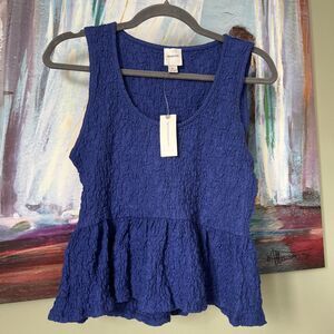 Anthropologie Maeve Women's Size S Cotton Blend Ruffle Sleeveless Top Blue NWT